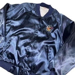 Vintage Hartwell Sports Jacket Mens Small Blue Satin Miller High Life Bomber